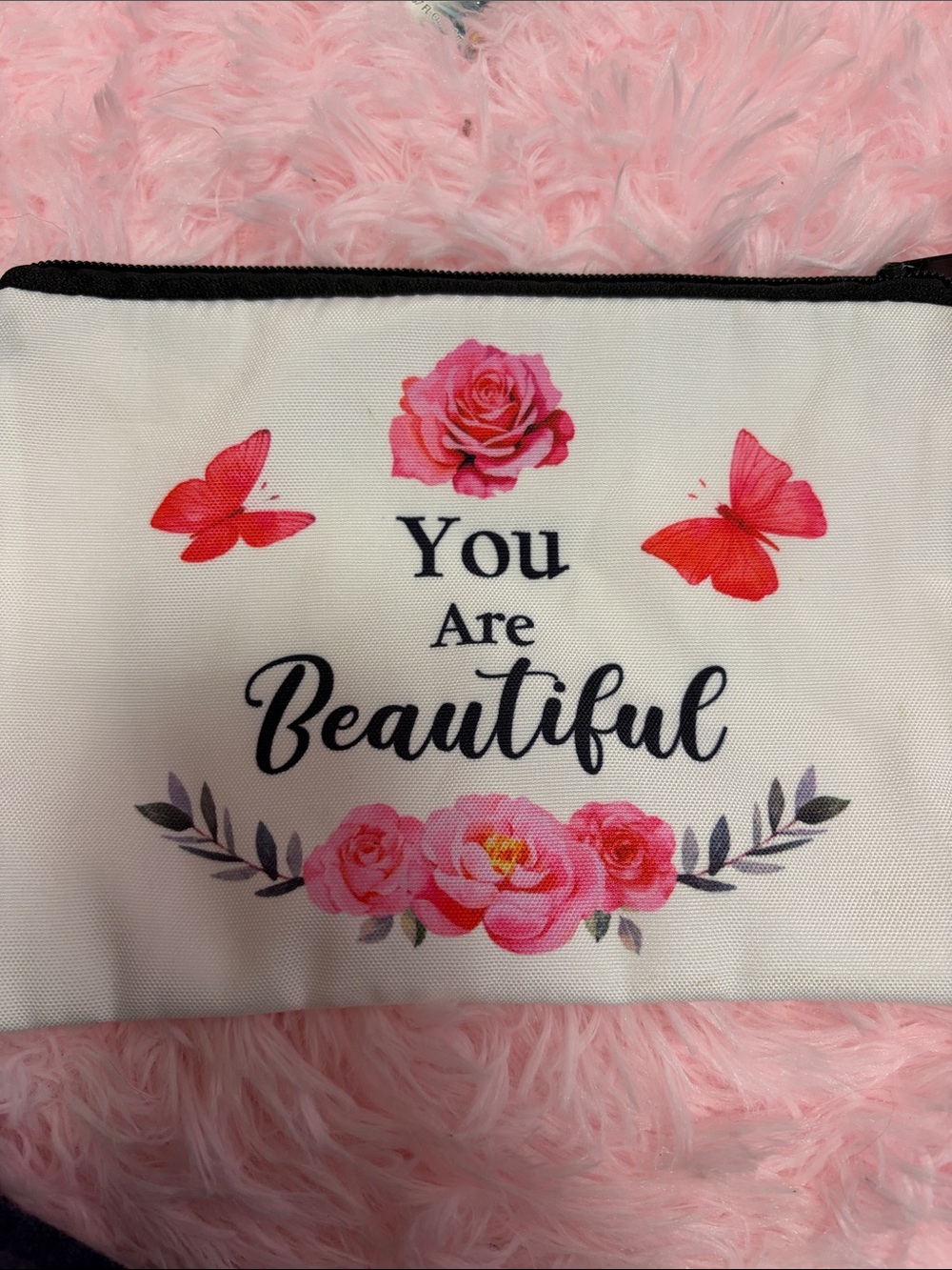You Are Beautiful Floral Makeup Bag + Pink Beauty Accessories (4) - Picture 8 of 9